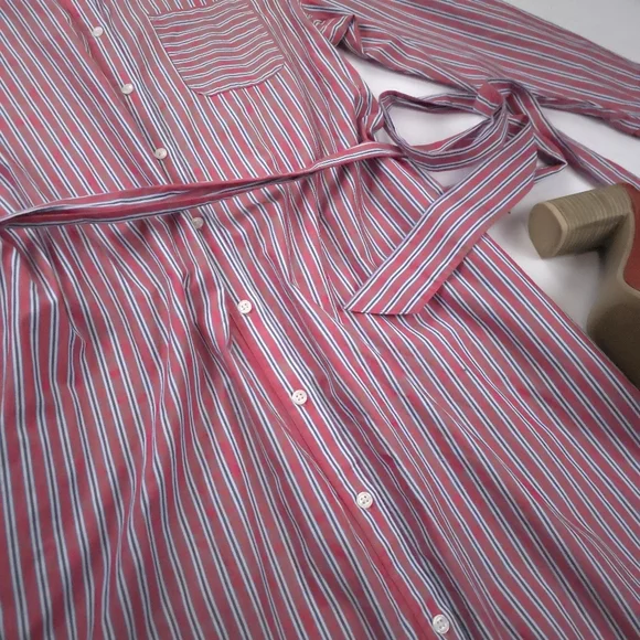 New Southern Tide Striped Red and White Womens Belted Pocketed Maxi Dress Sz S - Picture 6 of 15